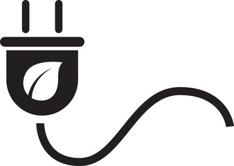 power plug and leaf eco electrical energy icon illustrator design 