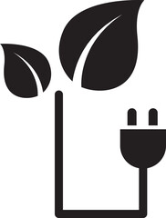 power plug and leaf eco electrical energy icon illustrator design 