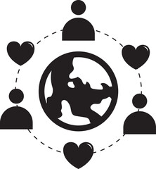 world people human heart love connection icon illustrator design 