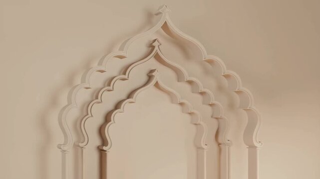 Minimal Beige Islamic Arch Ornament Motion Background