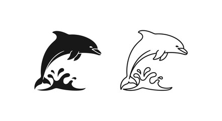 Obraz premium Dolphin silhouette illustration, vector art, marine life, ocean creatures, nature design Vector