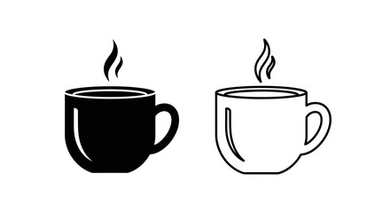 Obraz premium Two cups of coffee on a white background, one black and one white Vector