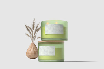 Realistic Candle jar Blank mockup  