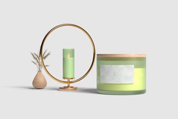 Realistic Candle jar Blank mockup  