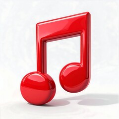 Vibrant Red Musical Note Symbolizing Harmony and Creativity.