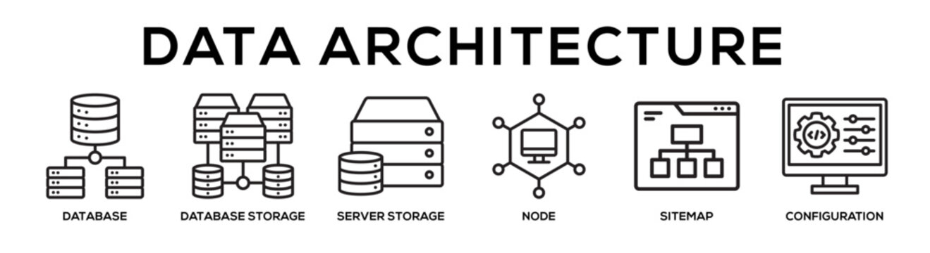 Data Architecture web banner icon vector illustration concept for business with icon of database, Database Storage, server storage, node, sitemap,.