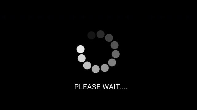 Spinning loading circle animation icon, loading and buffering icon animation-looped, with please wait text. 4K Video