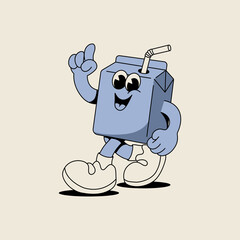  Retro cartoon drink juice Vector illustration hand drawn