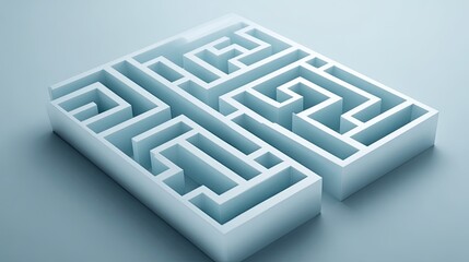 Intricate White Labyrinth Design in Minimalist Style, Geometric Patterns, and Modern Aesthetic for Creative Solutions and Problem-Solving Concepts