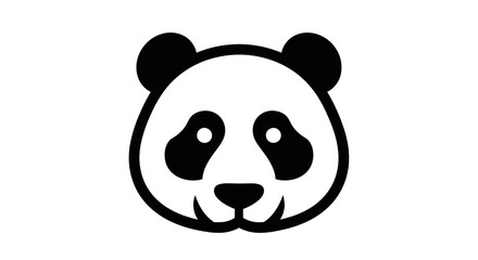 Minimalistic illustration of a panda's face viewed from the front displaying cute facial expression
