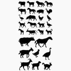 Country Farm Animal Silhouettes &ndash; 30 Rustic Barnyard Vector Clipart for Logo & Merch