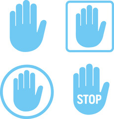 Obraz premium Set of Open hand and palm icons showing a stop gesture transparent