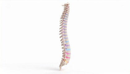 Detailed human spine model with colored discs