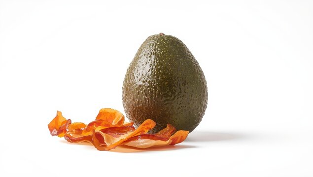 Avocado set against a white backdrop