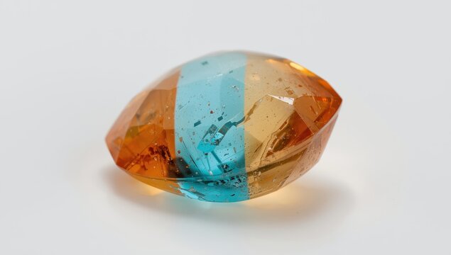 Bicolor topaz in orange and blue from Volodarsk, Ukraine