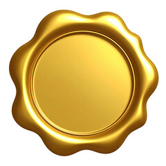 A blank golden seal with wavy edges and a central flat surface on a black backdrop