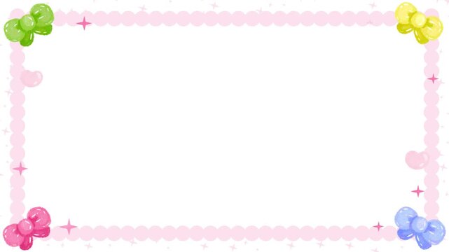 Cute Pastel Balloon Ribbon Frame Animated Background