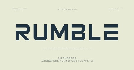 Fototapeta premium A modern font introduction with the word RUMBLE in bold letters