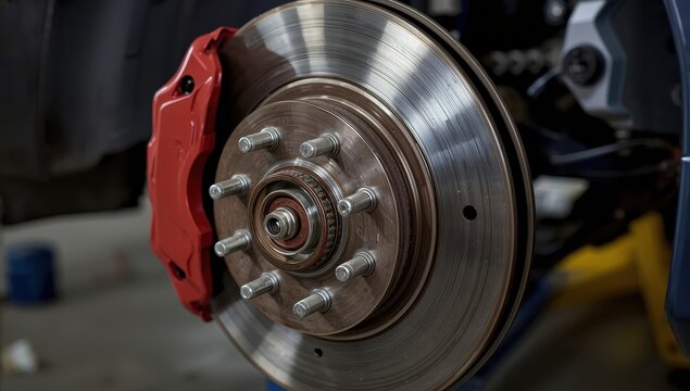 Close-up of new brake pad linings for truck drum brakes