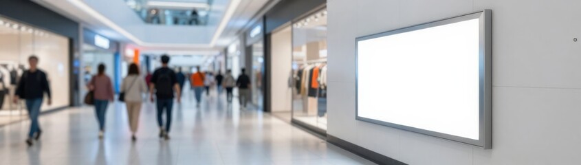 Obraz premium Blank Advertisement Billboard Mockup in Retail Shopping Mall, Blurred Background, Place Your Ad Here