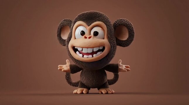 Happy Cartoon Monkey Character Animation Sequence.
