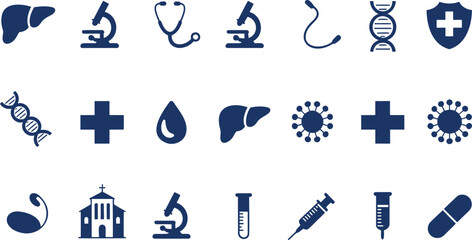 Medical and science liver microscope stethoscope dna cross