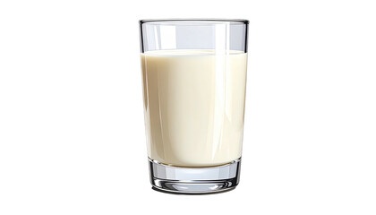 A clear glass filled with a white, creamy liquid is set against a black background