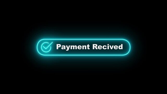 neon Payment received button on black background. neon check mark with Payment received. Confirmation, Money transaction concept. representing a digital interface for granting permission or access.