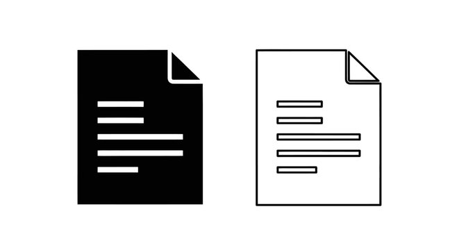 Minimalist document icons set, clean line art, vector illustration, adobe stock Vector
