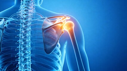 Human shoulder anatomy with highlighted joint