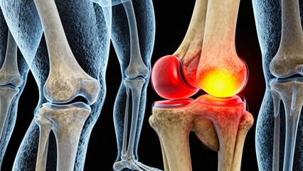 Human knee joint anatomy with inflammation