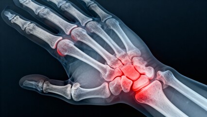 Xray of hand showing bone structure