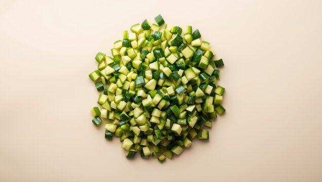 Diced zucchini prepared for cooking