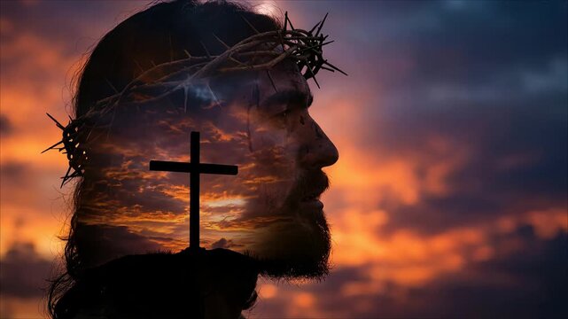 Easter passion symbolism combining crucifixion cross and crown of thorns for Christian worship resources, Lenten meditation materials, and resurrection season spiritual content