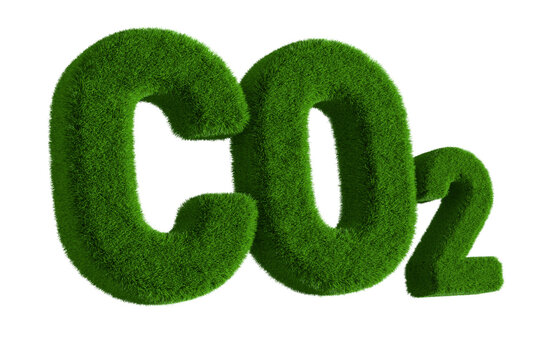 Carbon dioxide from grass on white background. Isolated 3D illustration