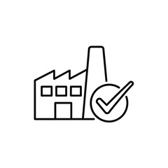 Factory building with check mark on transparent background