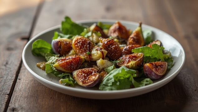 Fig and chicory salad with caramelization