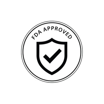 FDA approved shield icon with checkmark in circle  medical safety sign