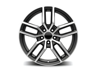 Obraz premium Modern black and silver alloy car wheel with sleek design