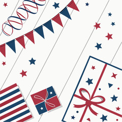 Obraz premium Red, white, and blue patriotic festive background.