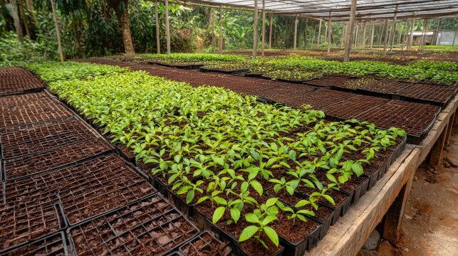 Fresh cocoa beans in farmer hands after opening pod