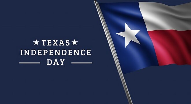 Texas Independence Day Celebration with Waving State Flag.