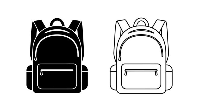 Black and white backpacks, school bags, travel bags, kids backpacks, backpack design Vector