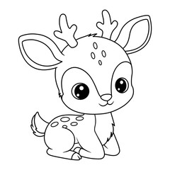 Cartoon Illustration of Deer Calf Coloring Page