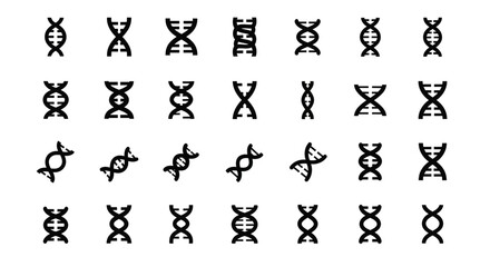 Collection of DNA double helix icons in various styles.