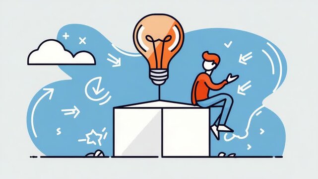 A digital artwork of a person having an epiphany with a lightbulb above their head.