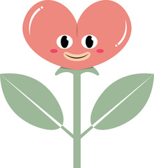 Heart Flower With Smiling Face Illustration