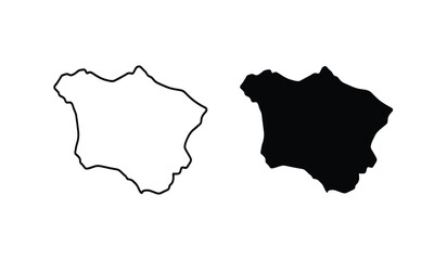 Spain map icon set with outline and solid black fill versions for geographic or travel design use © Thysl2000