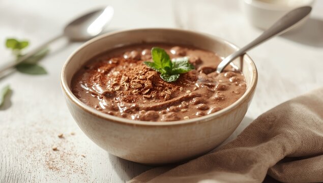 Nutritious DIY chocolate farina breakfast porridge