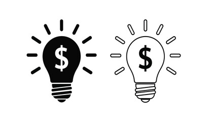 Two light bulb icons with dollar signs inside representing business ideas and financial innovation © Lsg 21